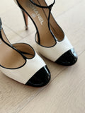 Round Cap Toe T-Strap Pumps