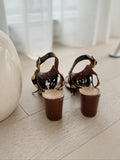 Fringe Trimmed Low Heel Sandals