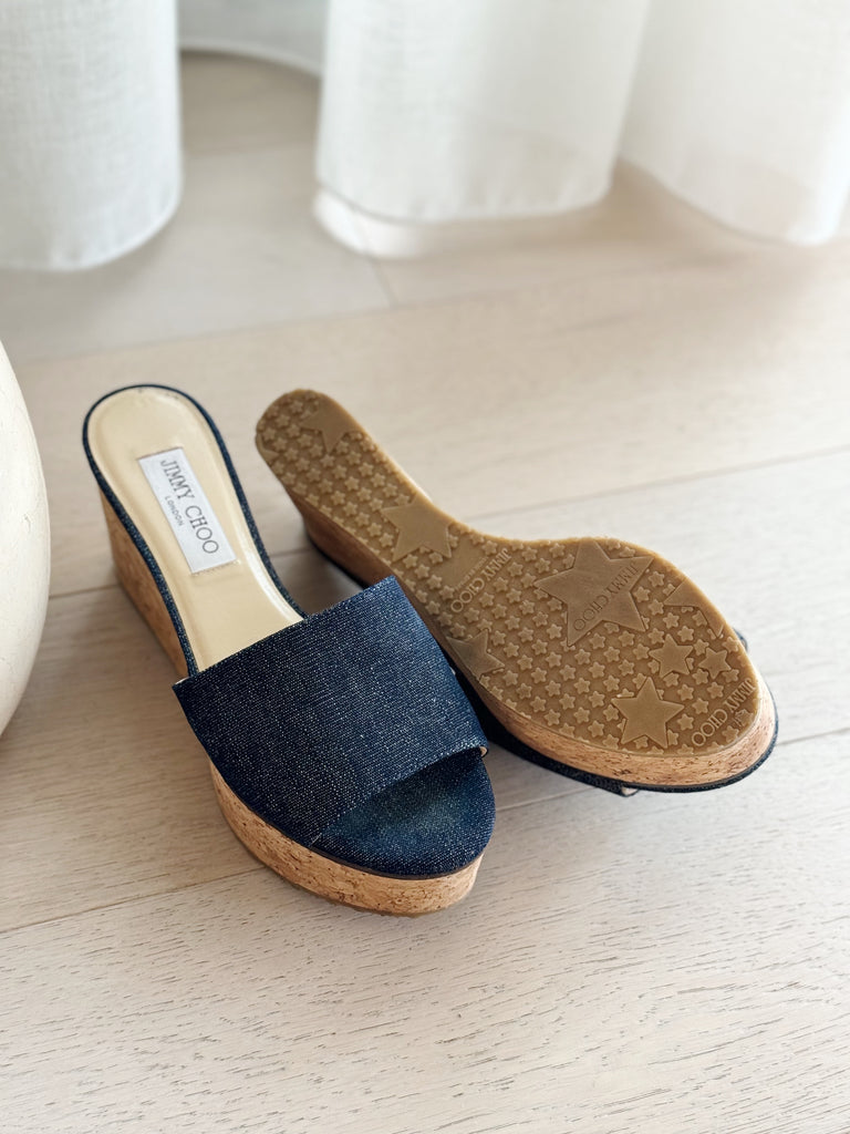 Dee Dee Denim Cork Platform Sandals