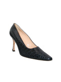 Leather Croc-Embossed Pumps