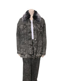 Oversize Acid Wash Denim Jacket with Matching Jeans Set