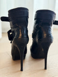 Shearling Buckle Leather Boots