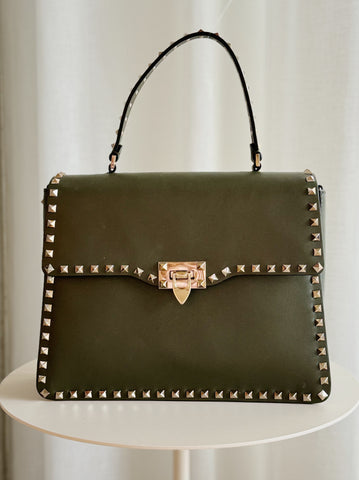 Rockstud Leather Tote Bag