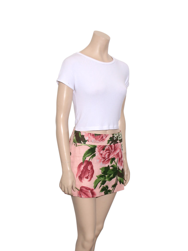 Linen Floral Mini Skirt