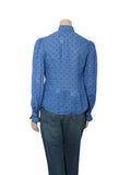 Polka Dot Ruffle Detail Button Down Shirt