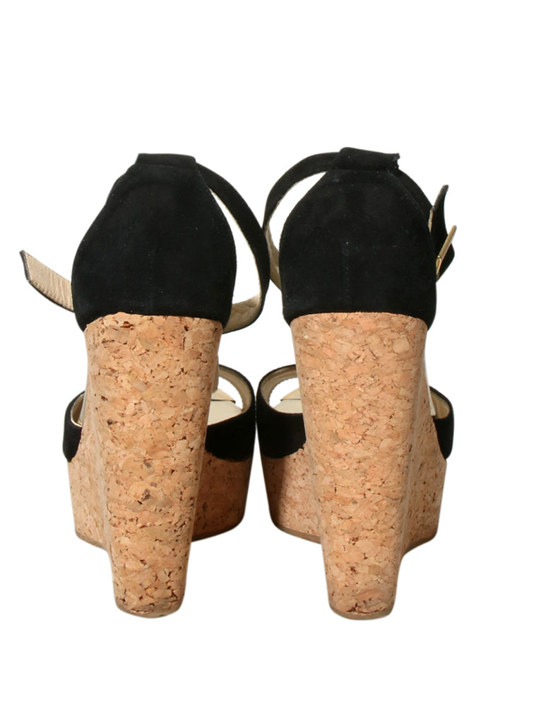 Suede Cork Wedge Sandals
