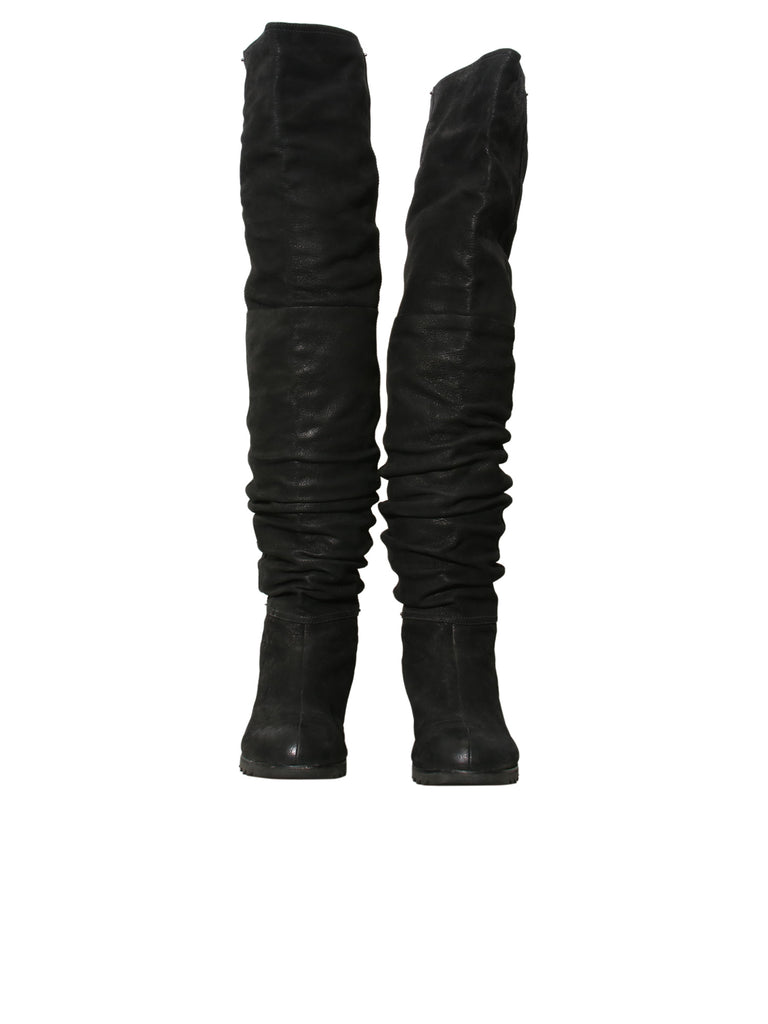 Leather Over the Knee Slouched Boots