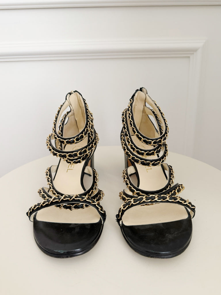 Chain Detail Leather Sandals