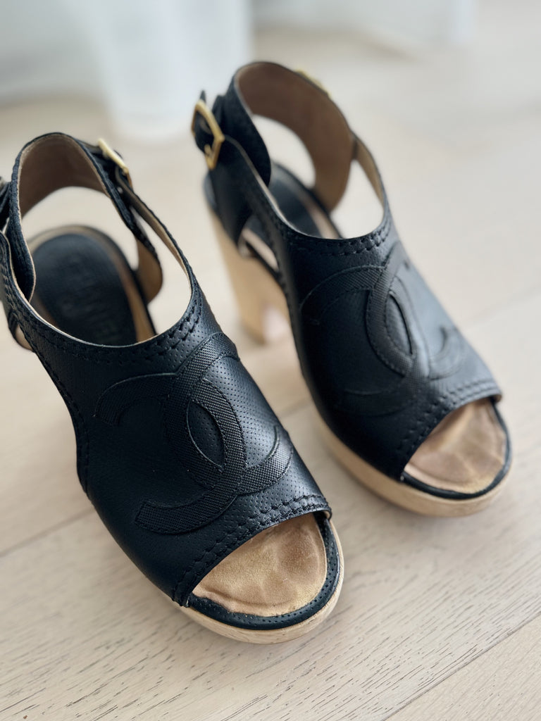 Leather Clog Heel Sandals
