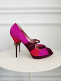 Suede Peep Toe Mary-Jane Pumps