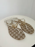 Patent Leather Heart GG Logo Flat Sandals