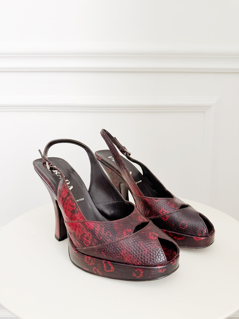 Snake Embossed Leather Sandals