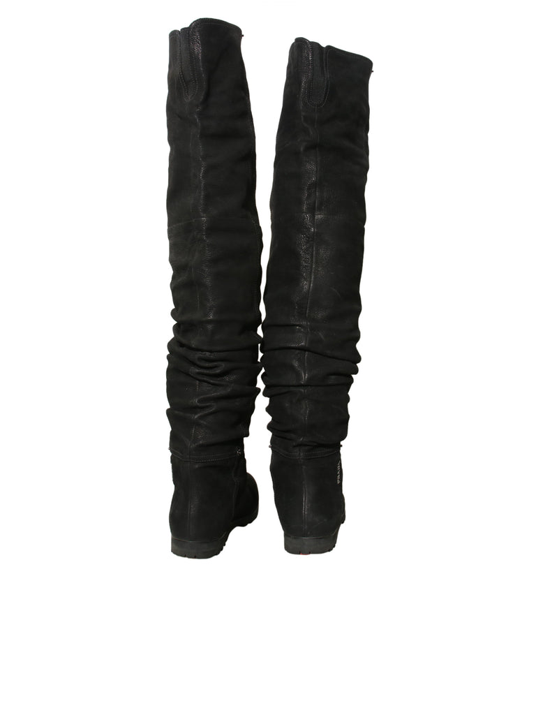 Leather Over the Knee Slouched Boots