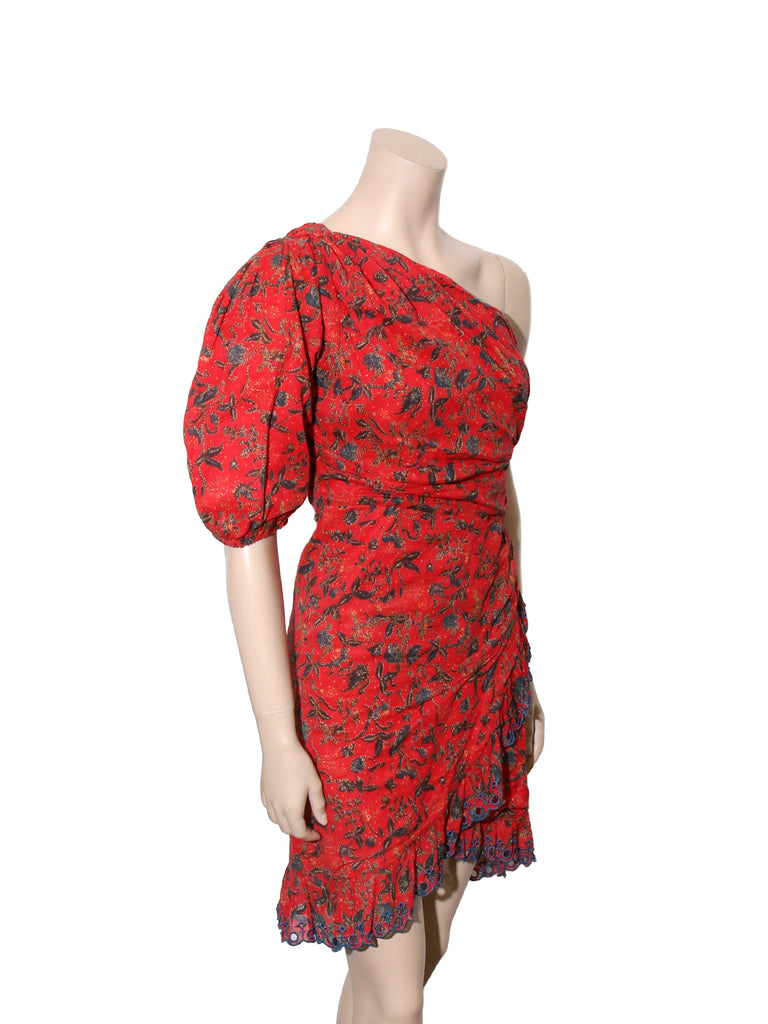 One-Sleeve Printed Dress