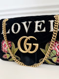 GG Marmont Matelasse Embroidered Velvet Shoulder Bag