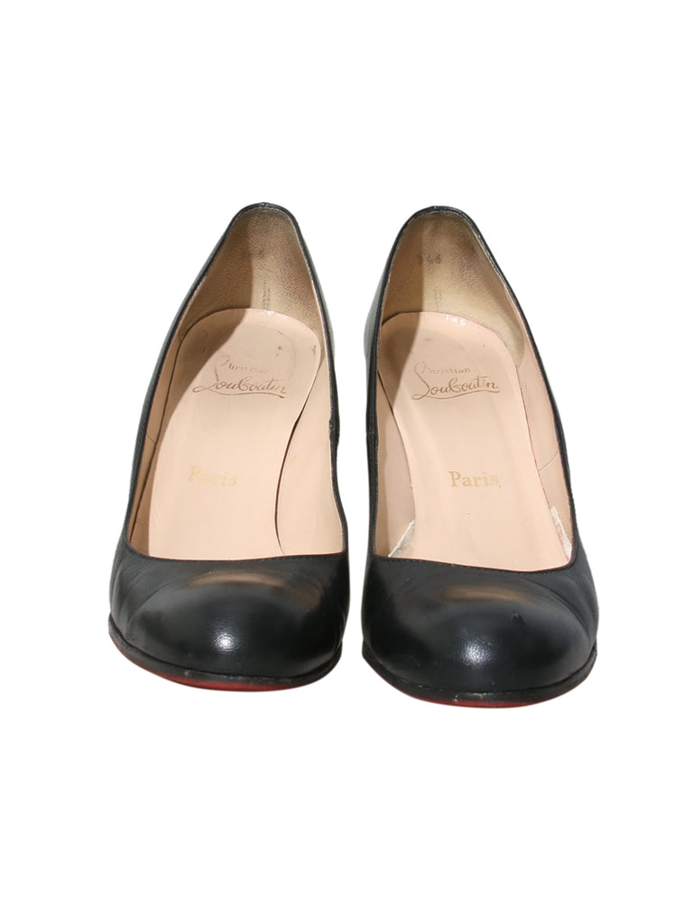 Round Toe Leather Pumps
