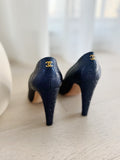 Peep-Toe Leather Heels