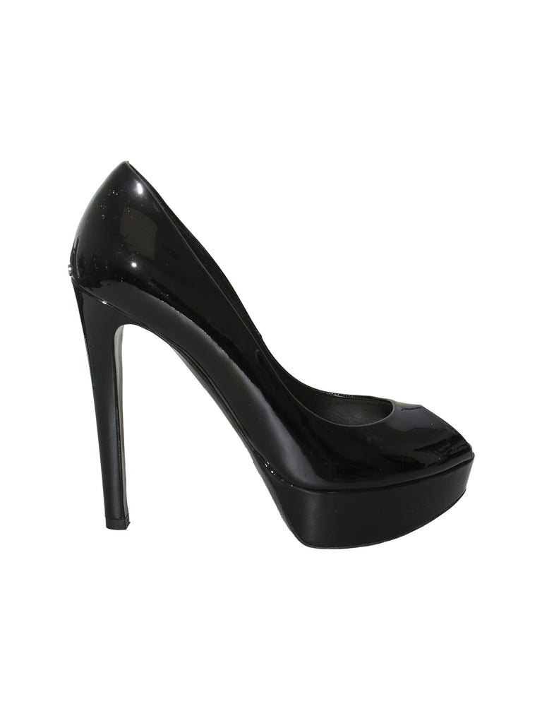 Open Toe Patent Leather Pumps