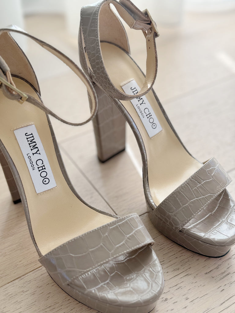Platform Embossed Leather Sandals