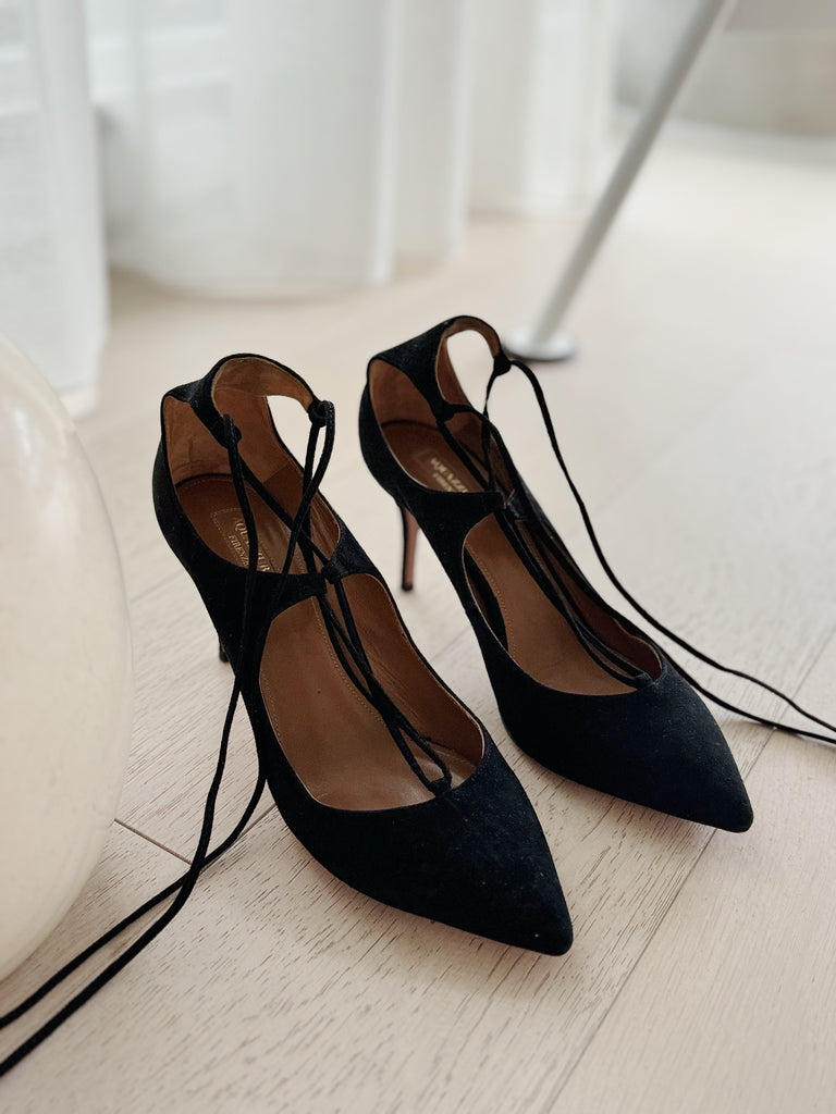 Suede Lace Up Pumps