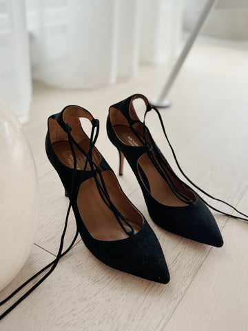 Suede Lace Up Pumps