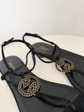 GG Logo Suede Flat Sandals