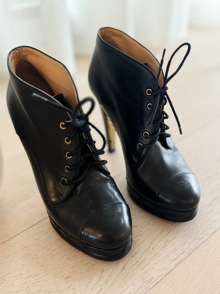 Lace-Up Leather Booties