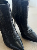 Cannage Pointed Leather Booties