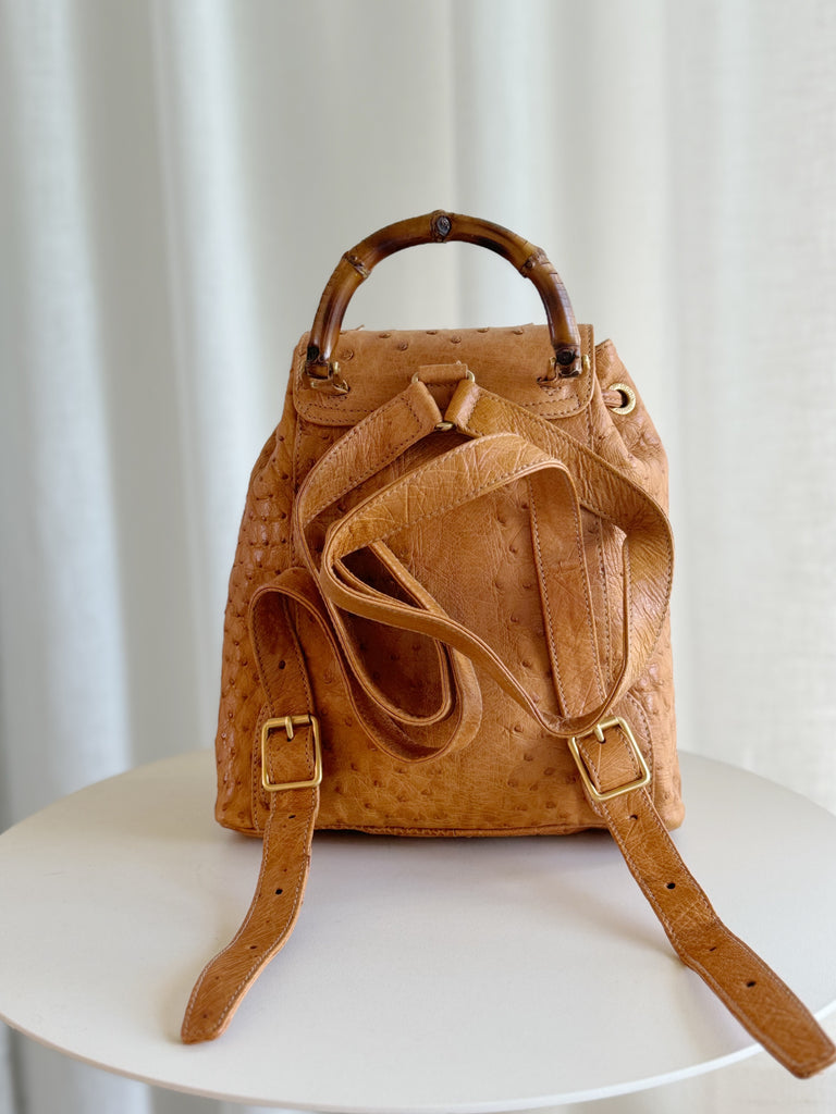 Vintage Mini Ostrich Bamboo Backpack