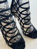 Lace Peep-Toe Heels