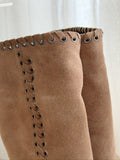 Suede Grommet Detail Boots