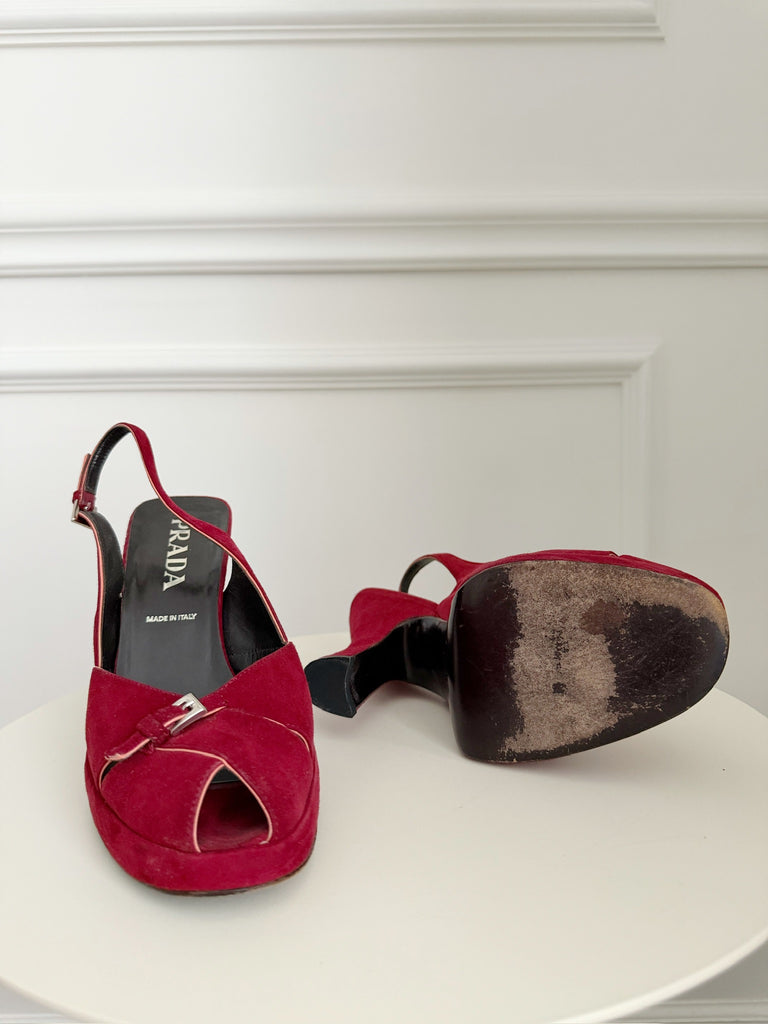 Vintage Suede Slingback Sandals