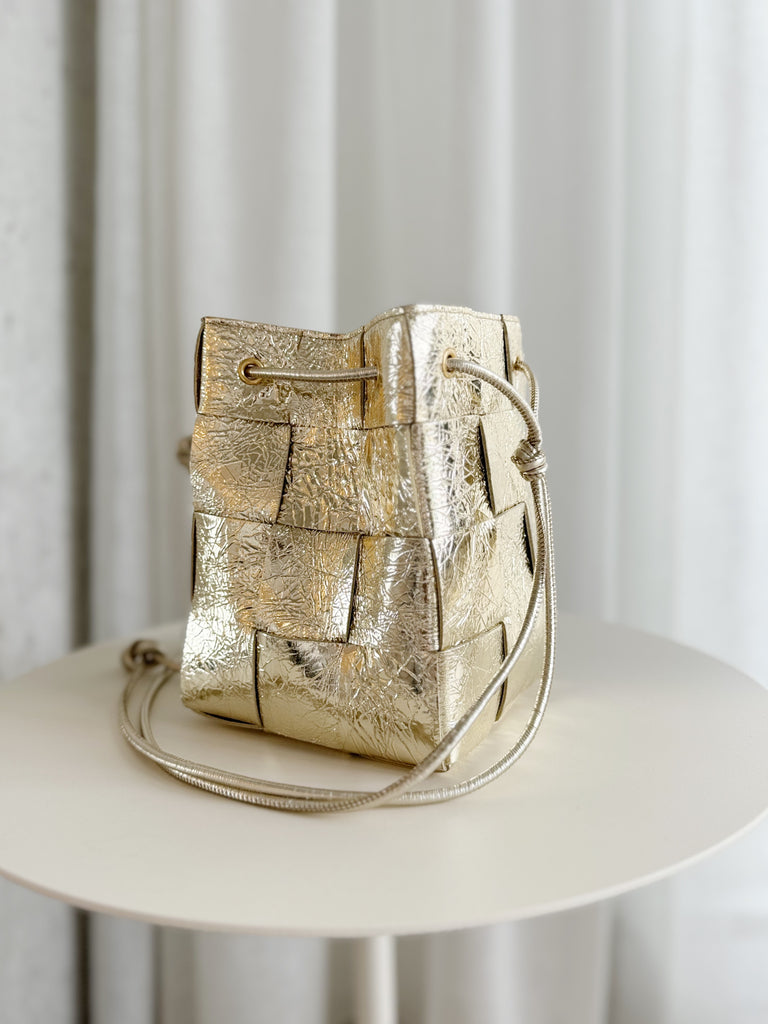 Metallic Cassette Bucket Bag