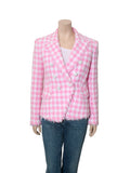 Check Print Tweed Blazer