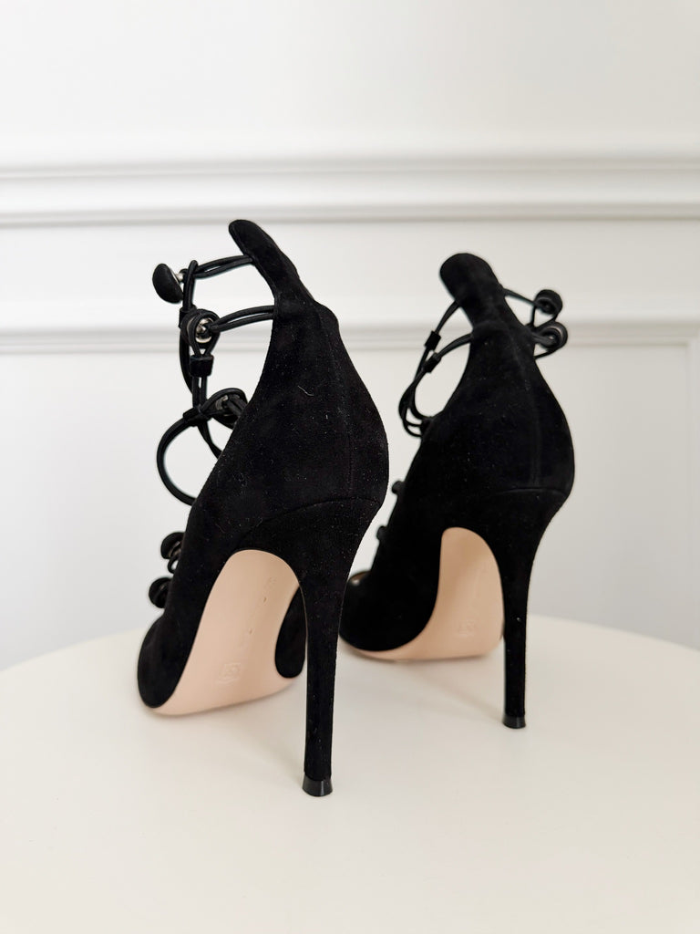 Strappy Suede Heels