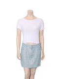 Embellished Denim Mini Skirt