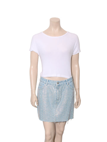 Embellished Denim Mini Skirt