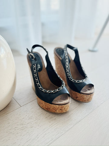 Chain-Link Slingback Wedges
