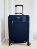 Nylon and Saffiano leather trolley on wheels