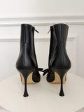 Double Bow Leather Ankle Boots