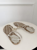 Patent Leather Heart GG Logo Flat Sandals