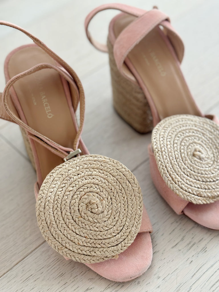 Suede and Straw Sandals