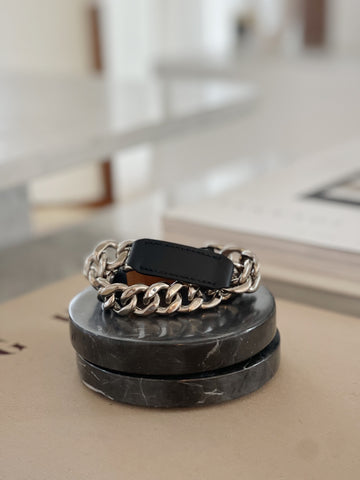 Leather and Chain Wrap Bracelet