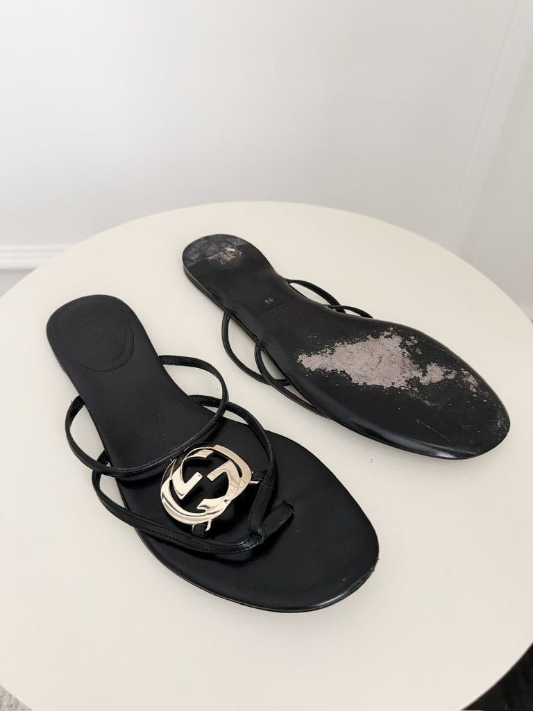 Leather GG Flat Sandals