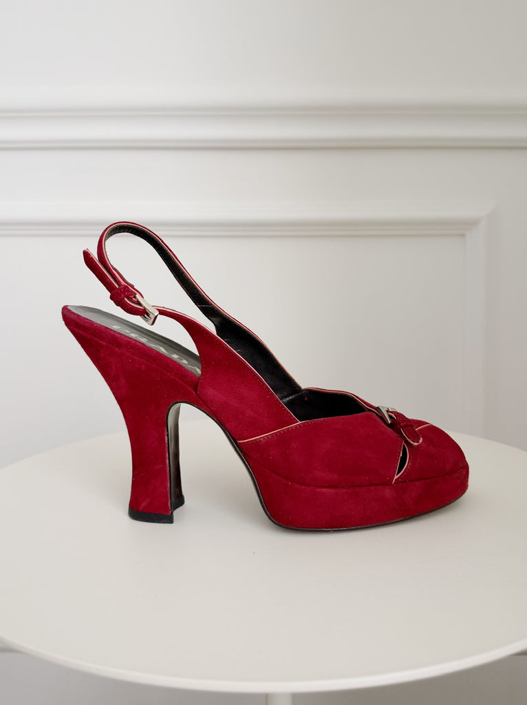Vintage Suede Slingback Sandals