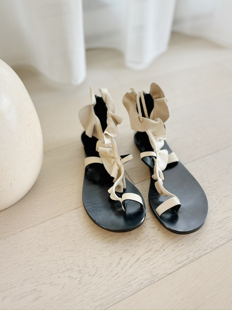 Ruffle Detail Flat Sandals
