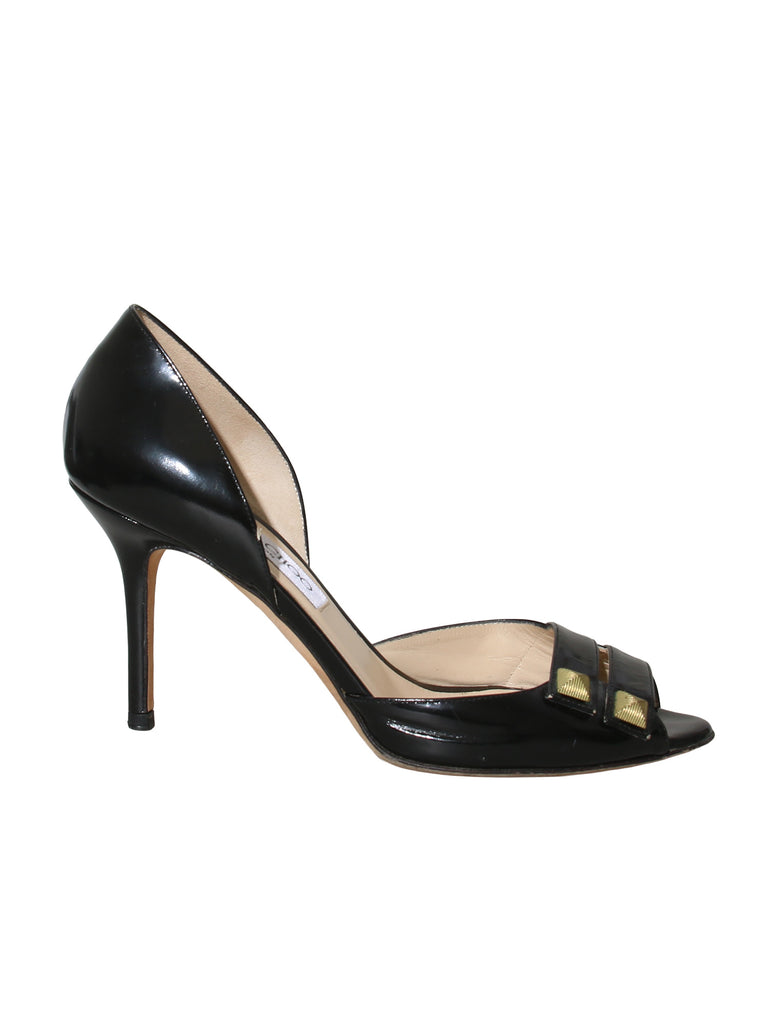 Leather Open Toe Pumps