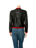 Pearl Detail Leather Jacket