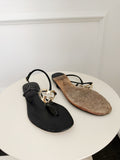 Patent Leather Heart GG Logo Flat Sandals