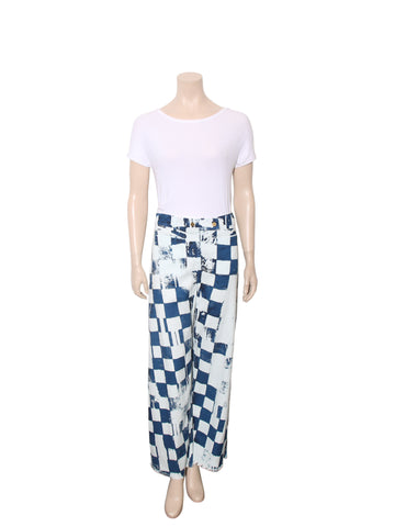 Printed Denim Pants